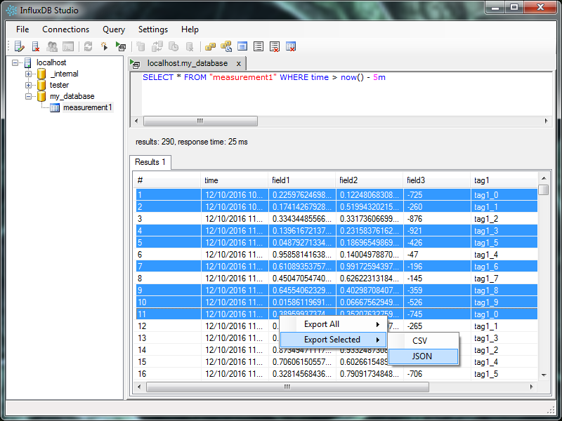 Exporting Measurement Results