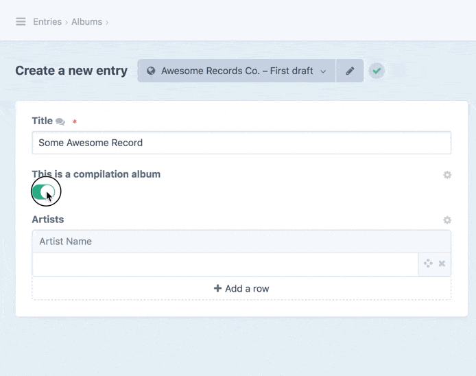 Using a Lightswitch to toggle between two different fields