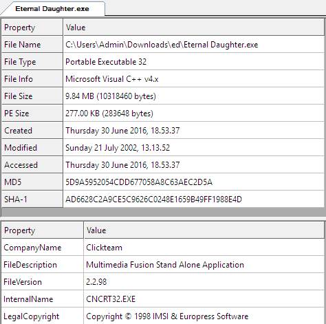 Eternal Daughter.exe info