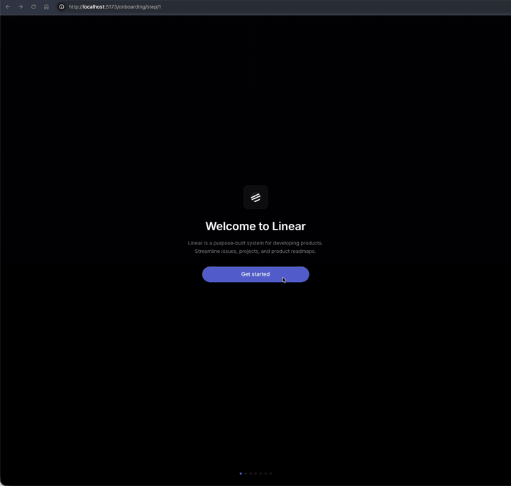 Running React scaffold of the Linear dashboard