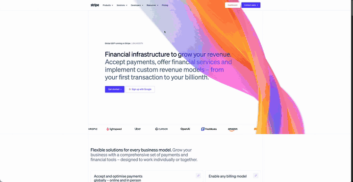 Stripe homepage screen recording