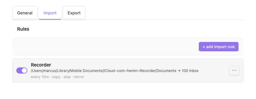 Hakobi Import subtab