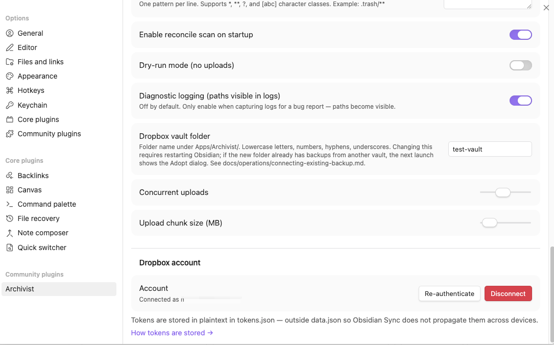 Settings — Dropbox