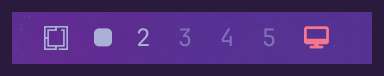 The bar showing workspaces 1 to 5 followed by an orange display icon
