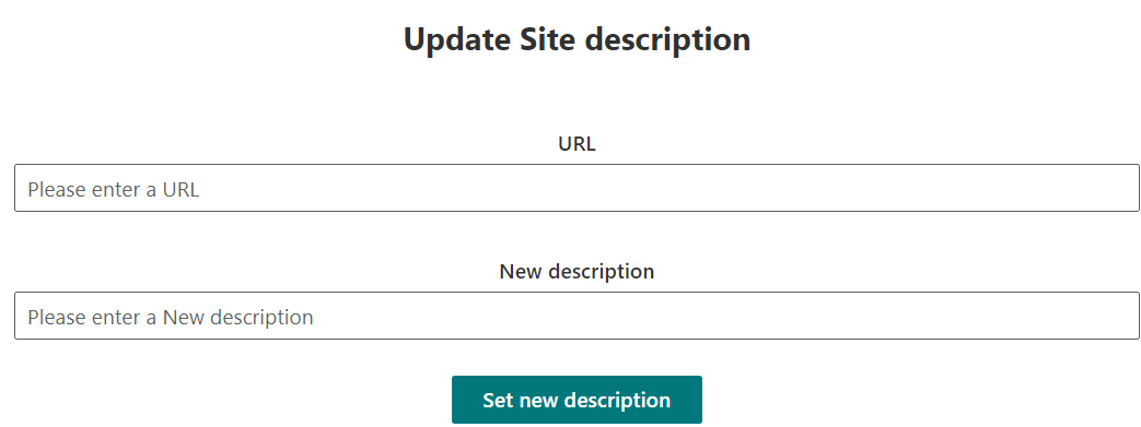 The web part to update the site description
