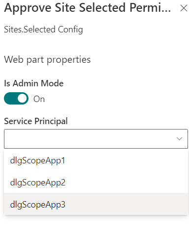 Web part configuration incl App registration and use admin mode 