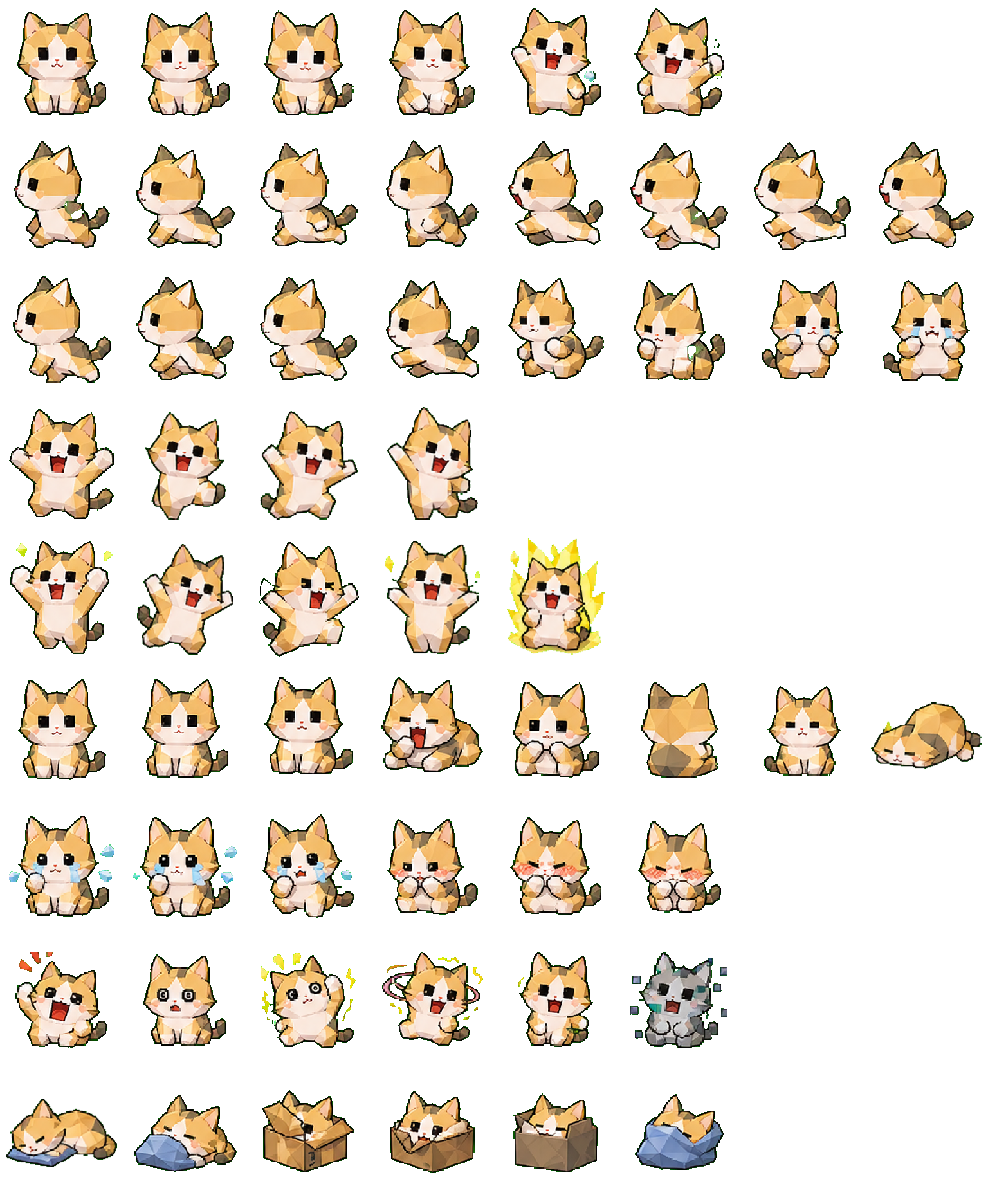 Broke Lowpoly Cat Codex pet original spritesheet