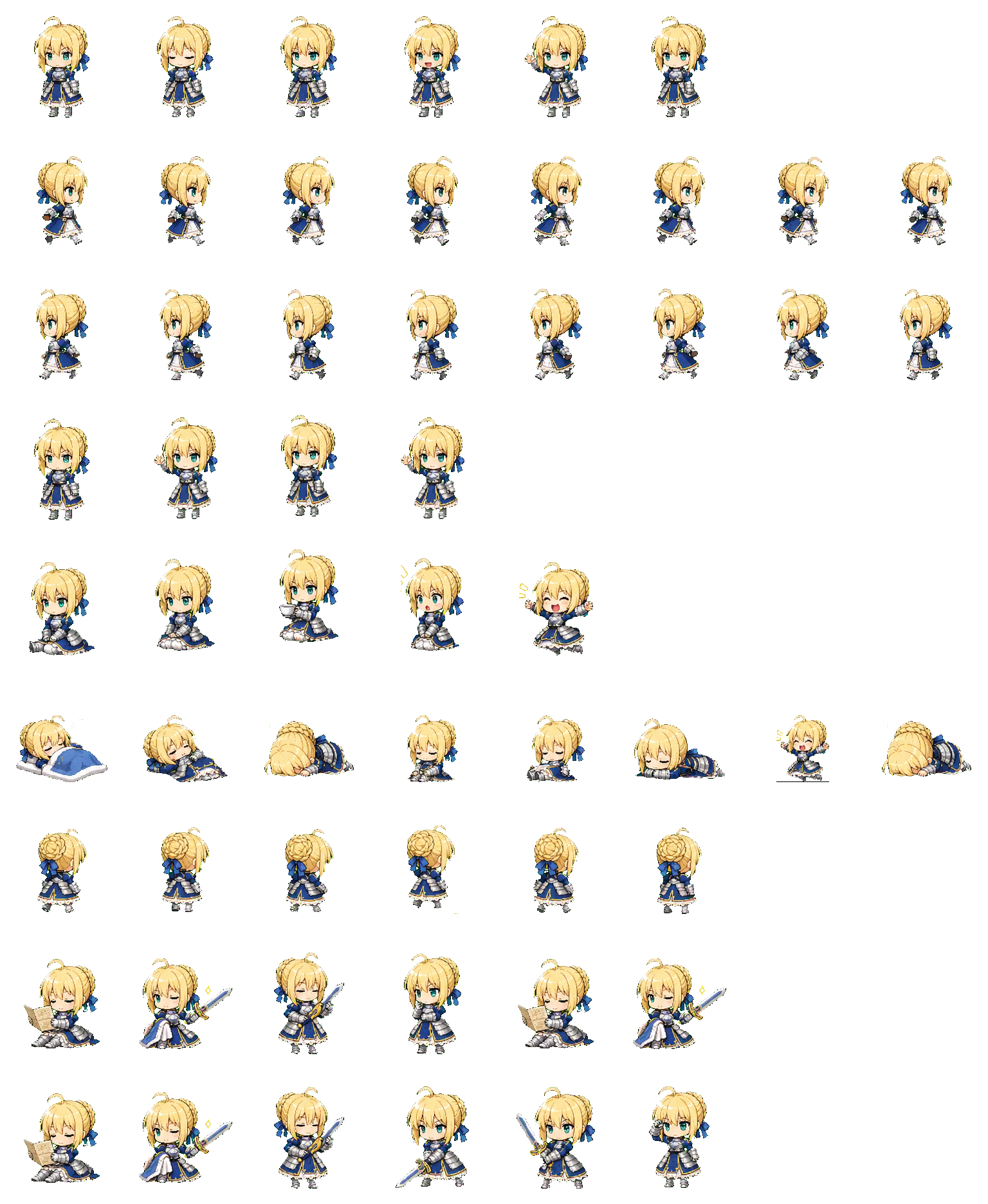 Saber Chibi Codex pet original spritesheet