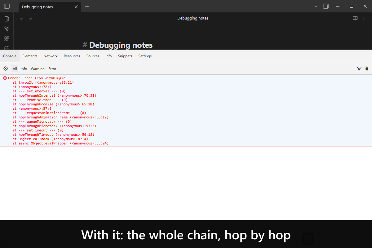With it: the whole chain, hop by hop