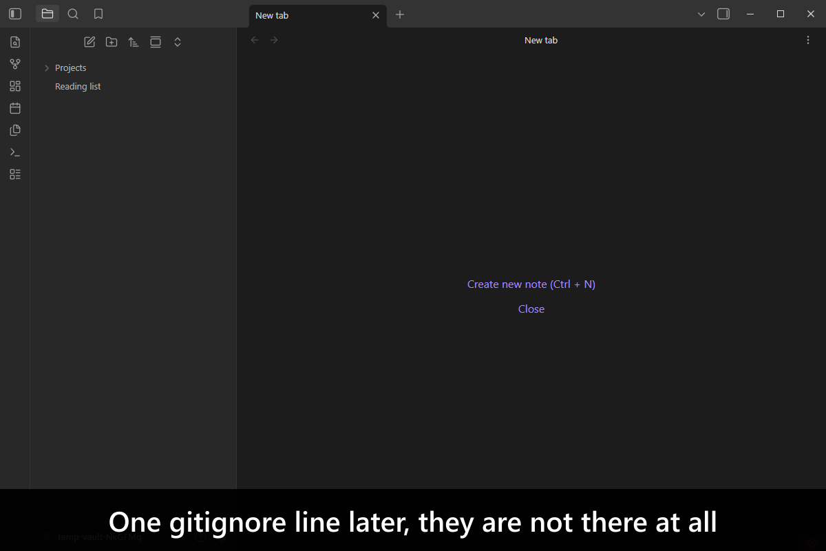One gitignore line later, they are not there at all