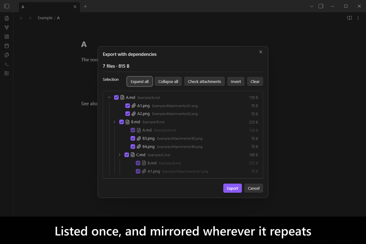 Listed once, and mirrored wherever it repeats