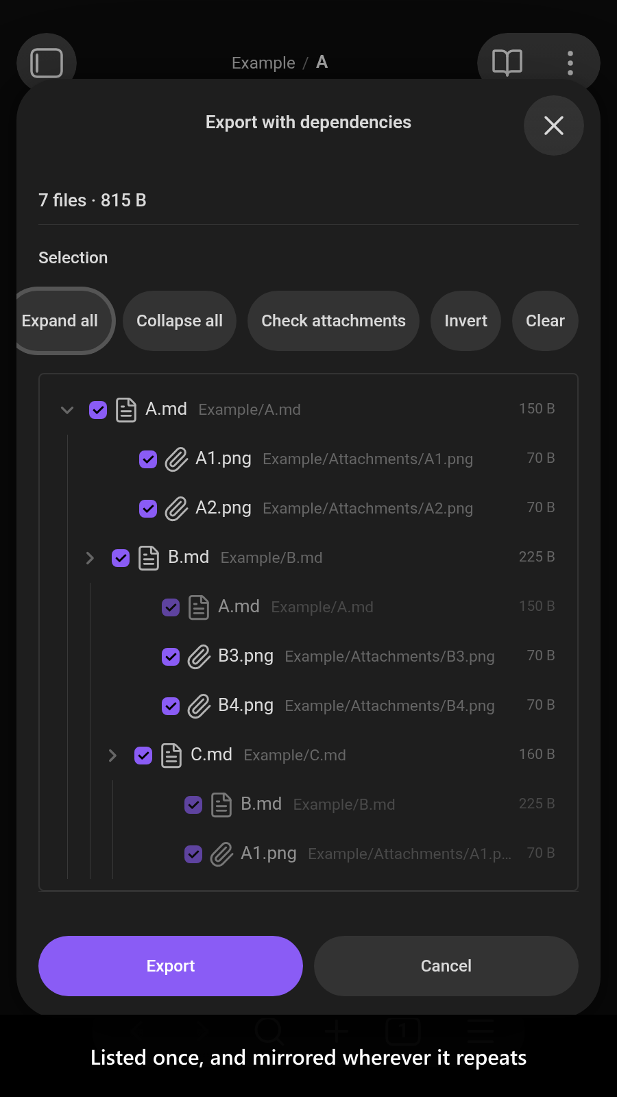 Listed once, and mirrored wherever it repeats