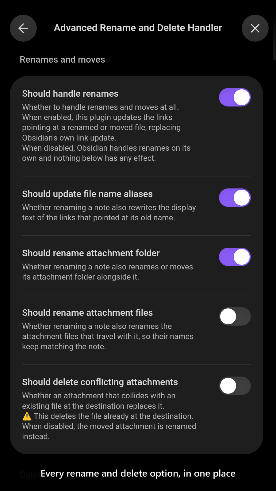 Every rename and delete option, in one place