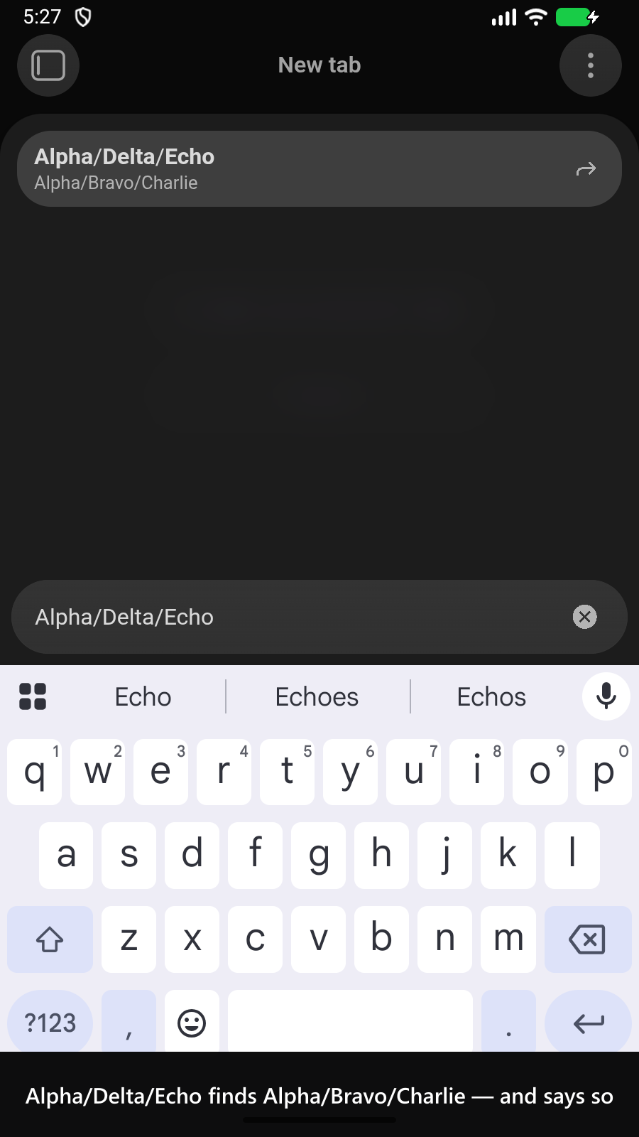 Alpha/Delta/Echo finds Alpha/Bravo/Charlie — and says so