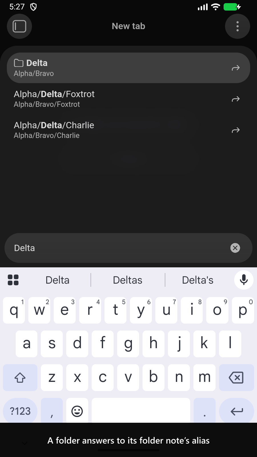 A folder answers to its folder note’s alias