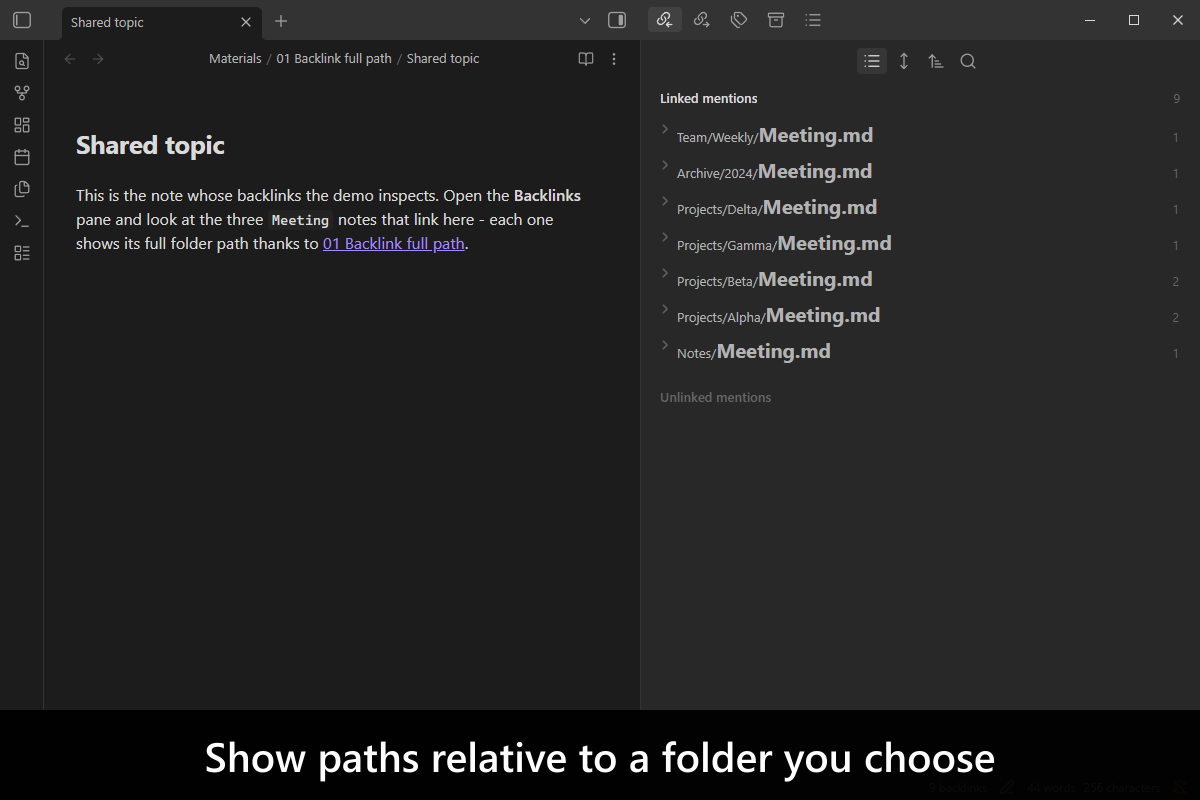 Show paths relative to a folder you choose