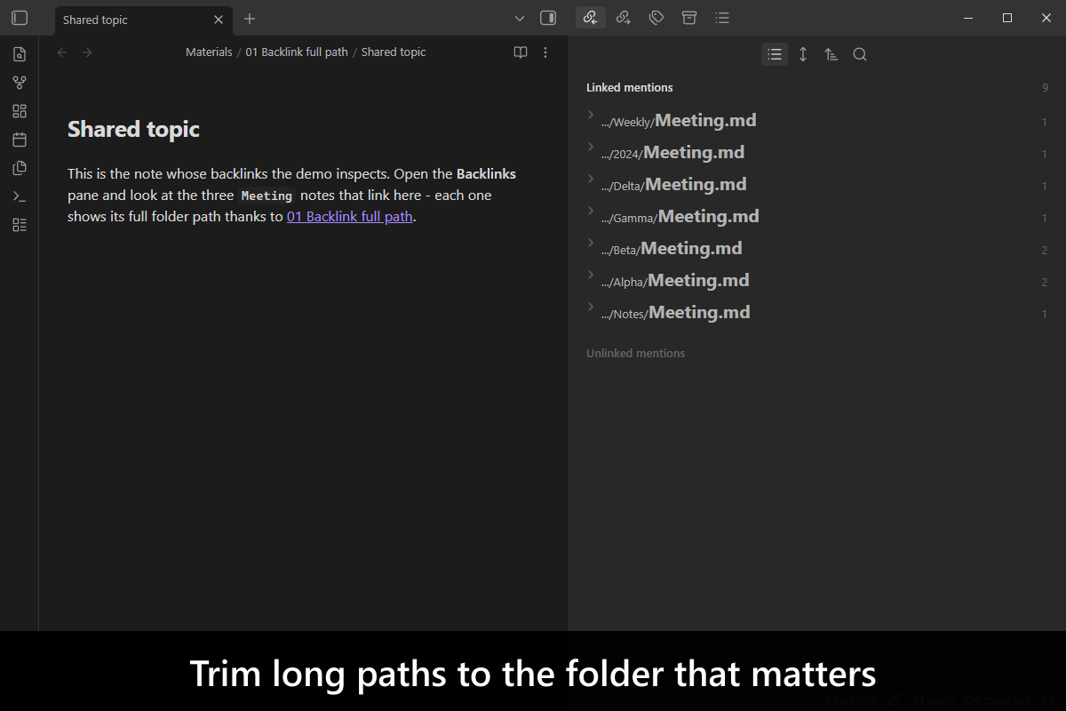 Trim long paths to the folder that matters