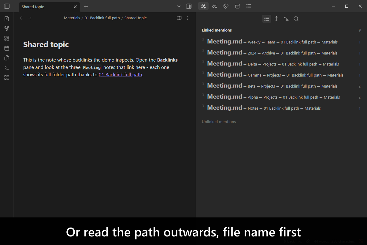 Or read the path outwards, file name first