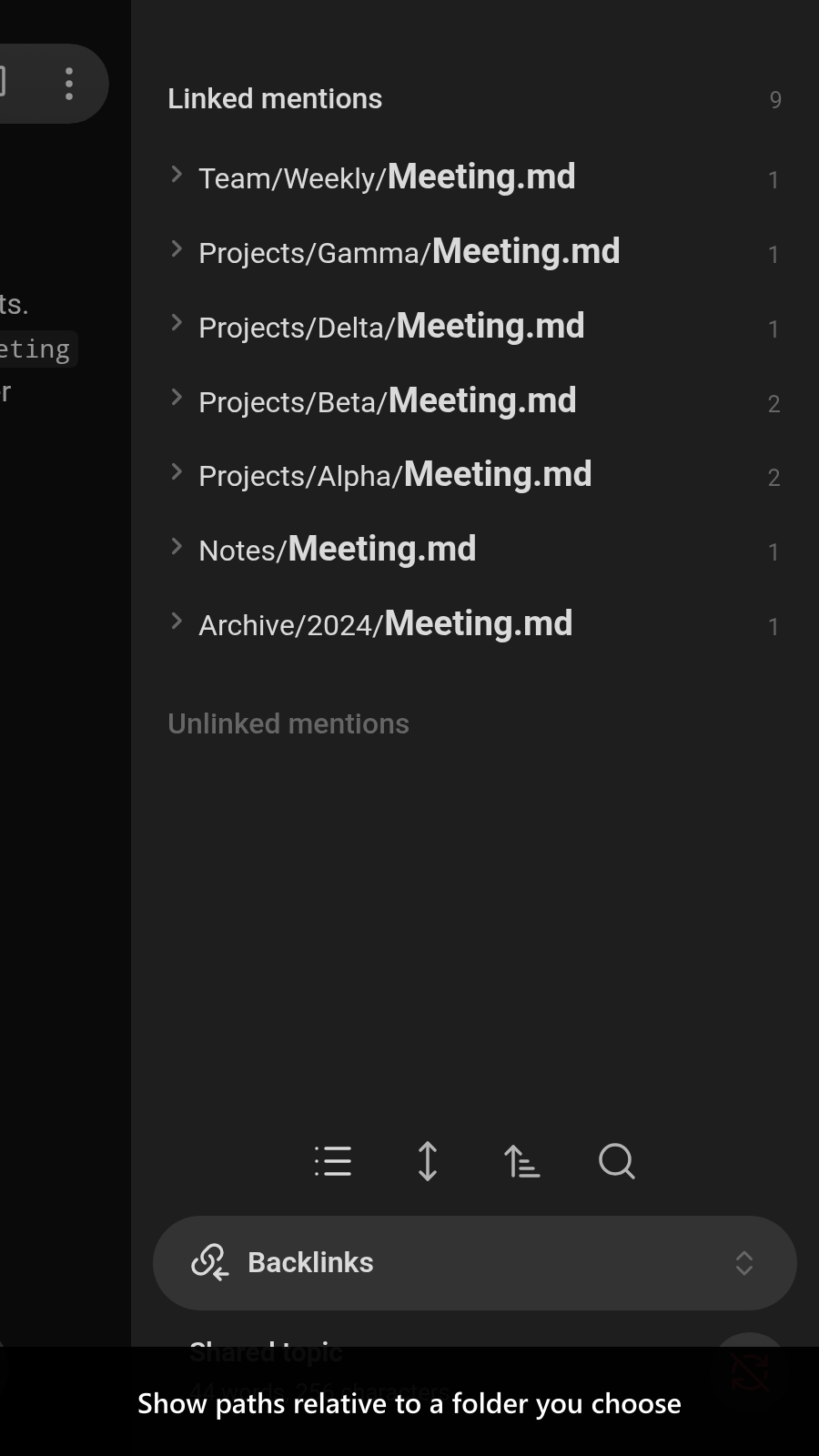 Show paths relative to a folder you choose