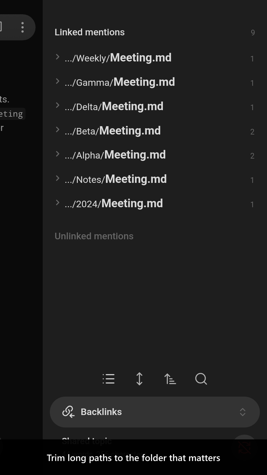 Trim long paths to the folder that matters