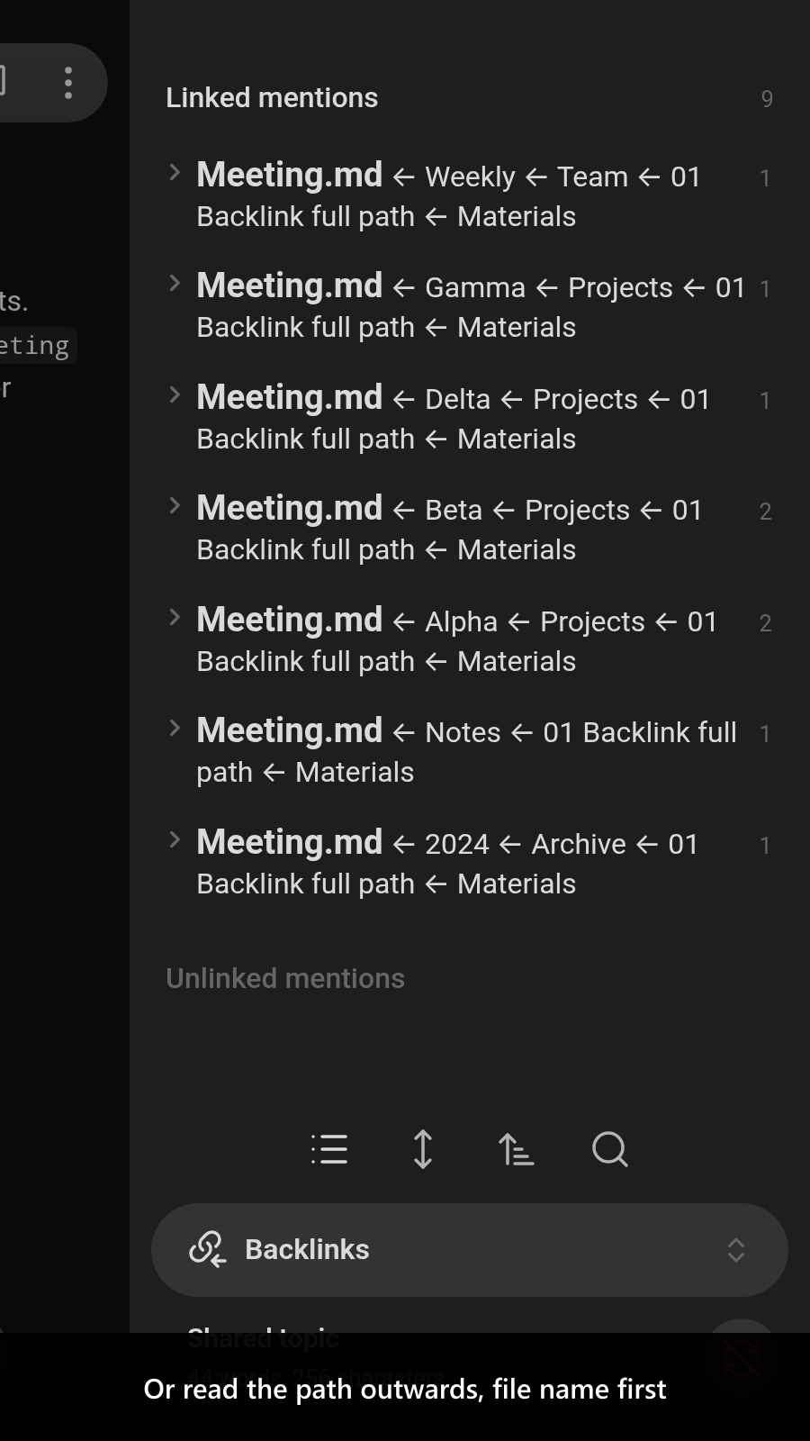Or read the path outwards, file name first