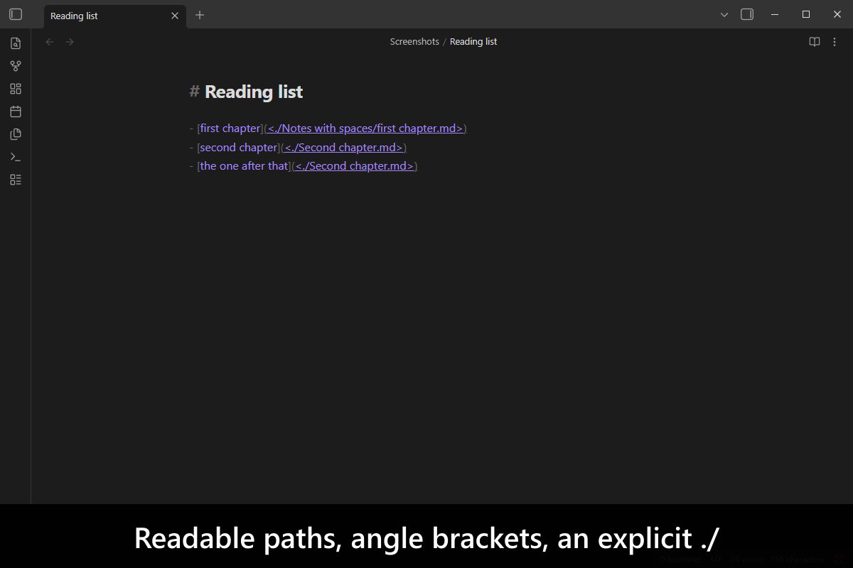 Readable paths, angle brackets, an explicit ./