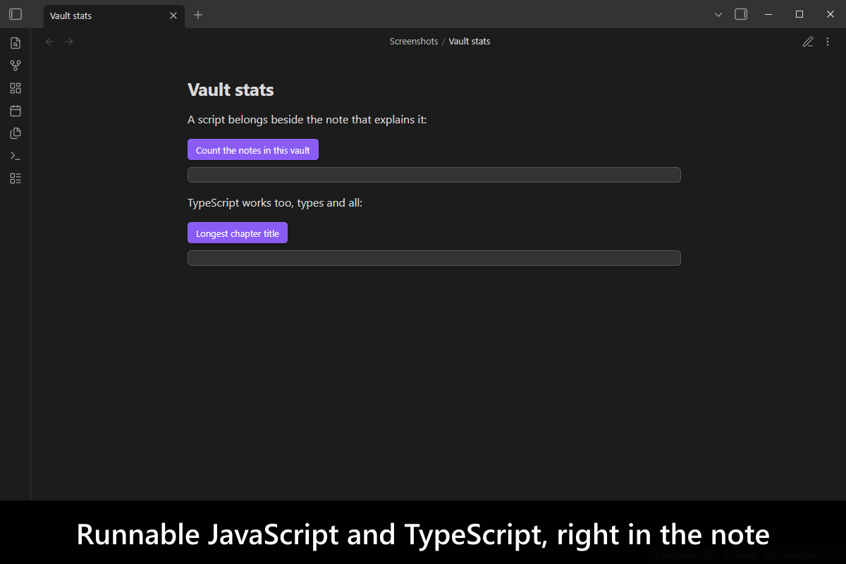 Runnable JavaScript and TypeScript, right in the note