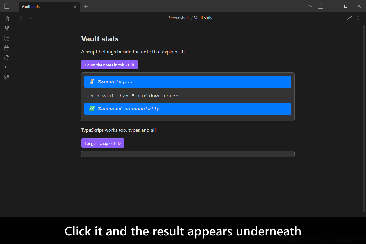 Click it and the result appears underneath