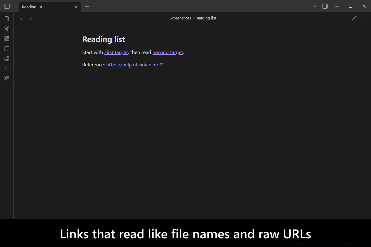 Links that read like file names and raw URLs