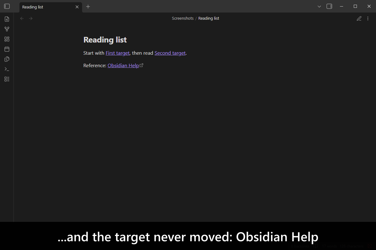 ...and the target never moved: Obsidian Help