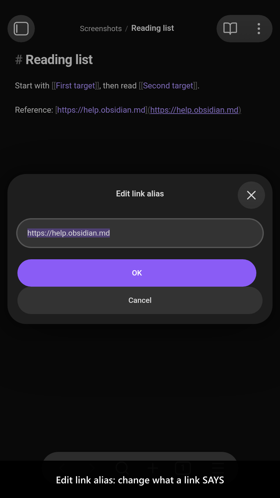 Edit link alias: change what a link SAYS