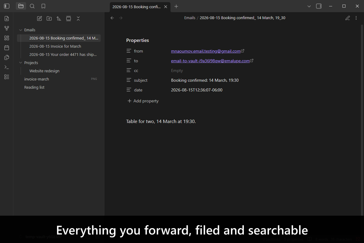 Everything you forward, filed and searchable