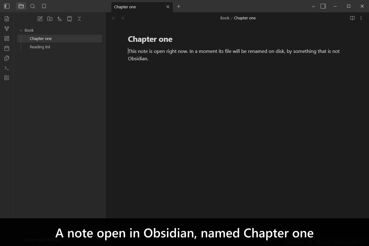 A note open in Obsidian, named Chapter one