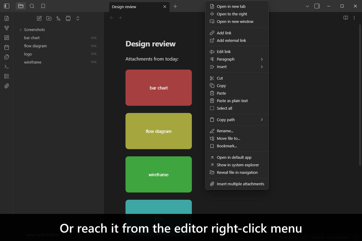 Or reach it from the editor right-click menu