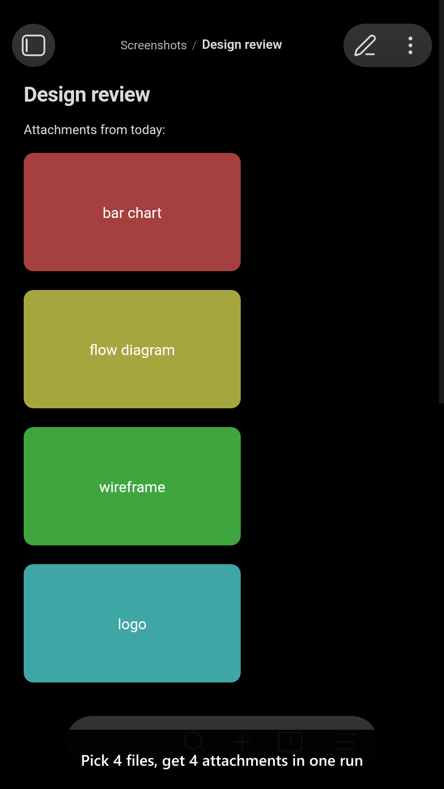 Pick 4 files, get 4 attachments in one run