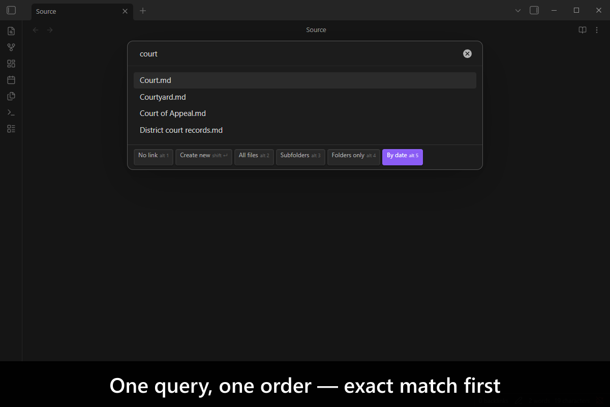 One query, one order — exact match first