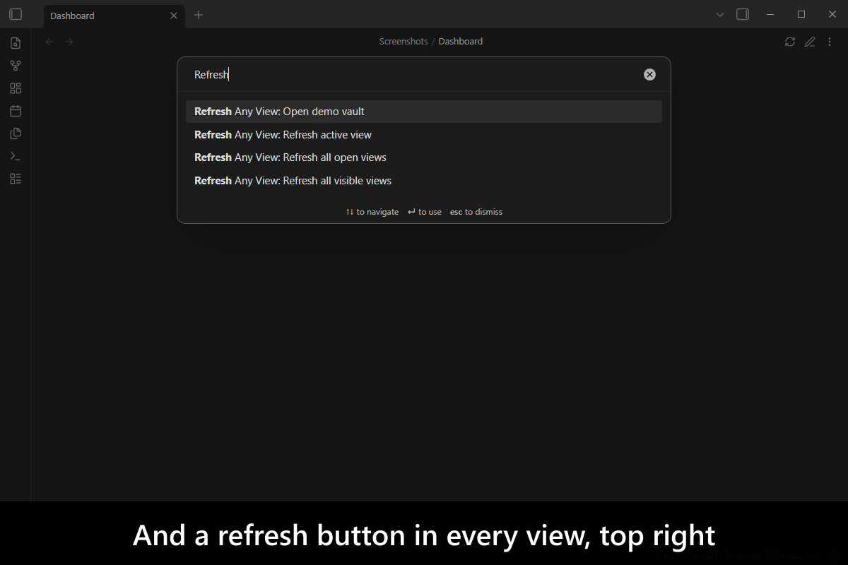 And a refresh button in every view, top right
