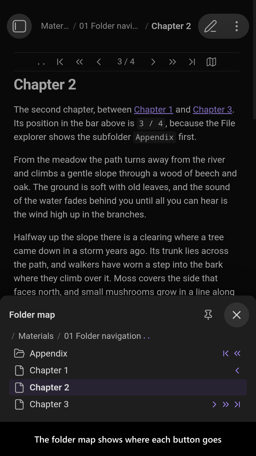 The folder map shows where each button goes