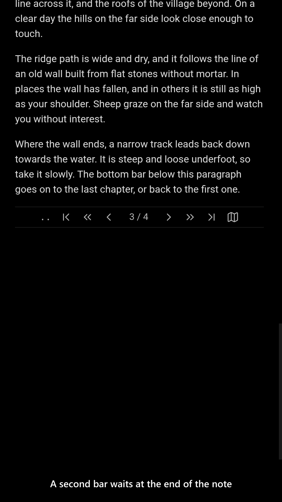 A second bar waits at the end of the note