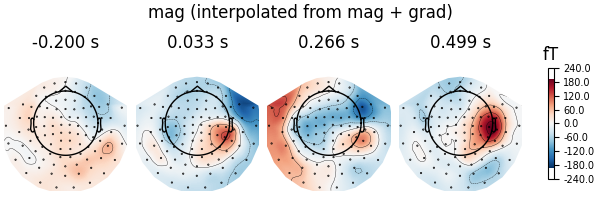 mag (interpolated from mag + grad), -0.200 s, 0.033 s, 0.266 s, 0.499 s, fT