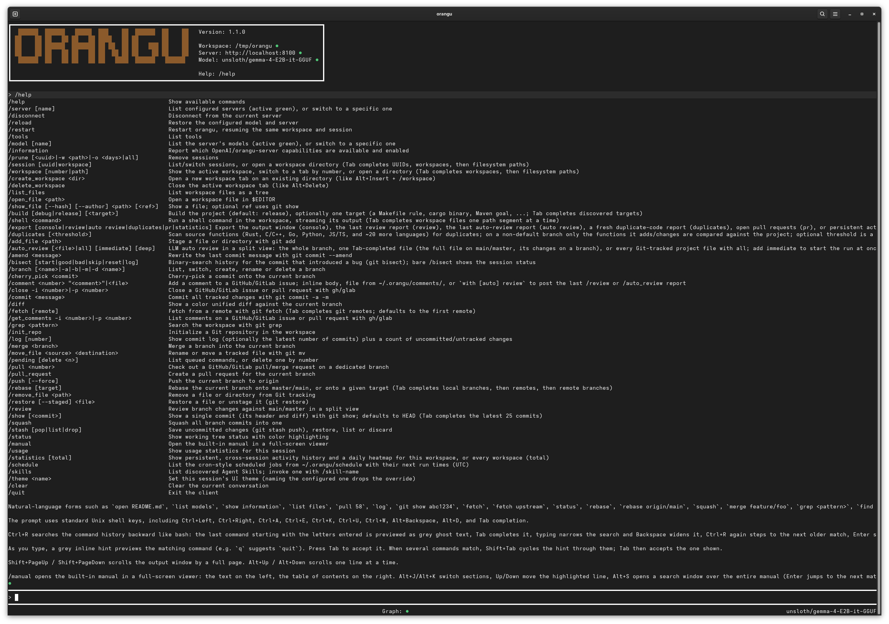 orangu terminal interface