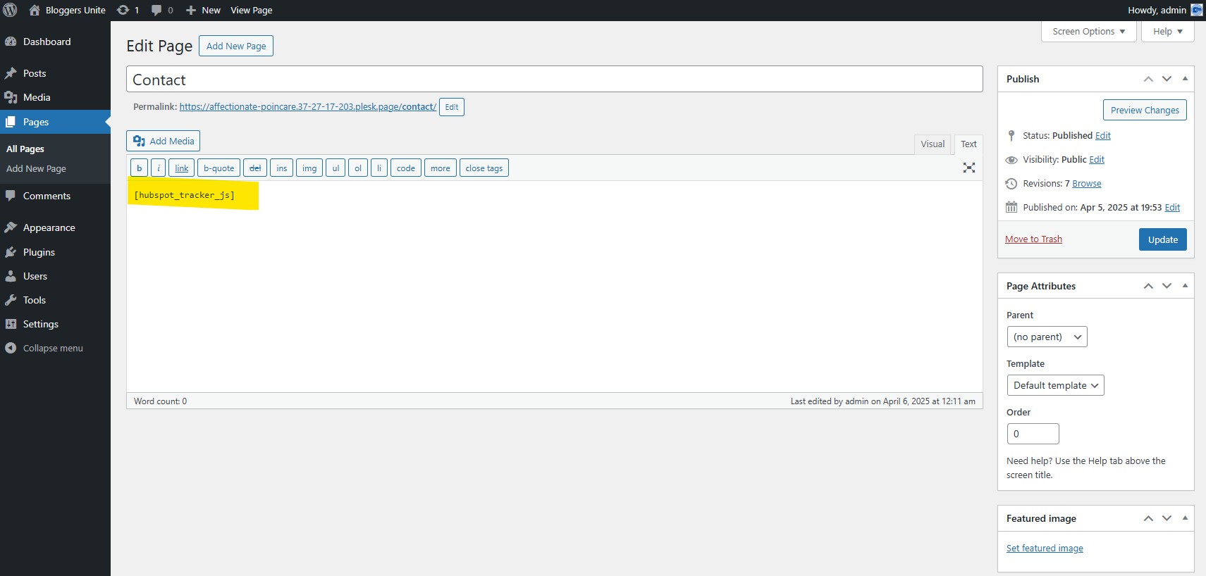 Contact page Alt text