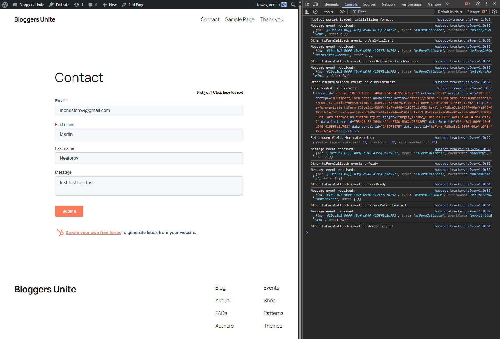 WordPress Front-end (Contact page) Alt text
