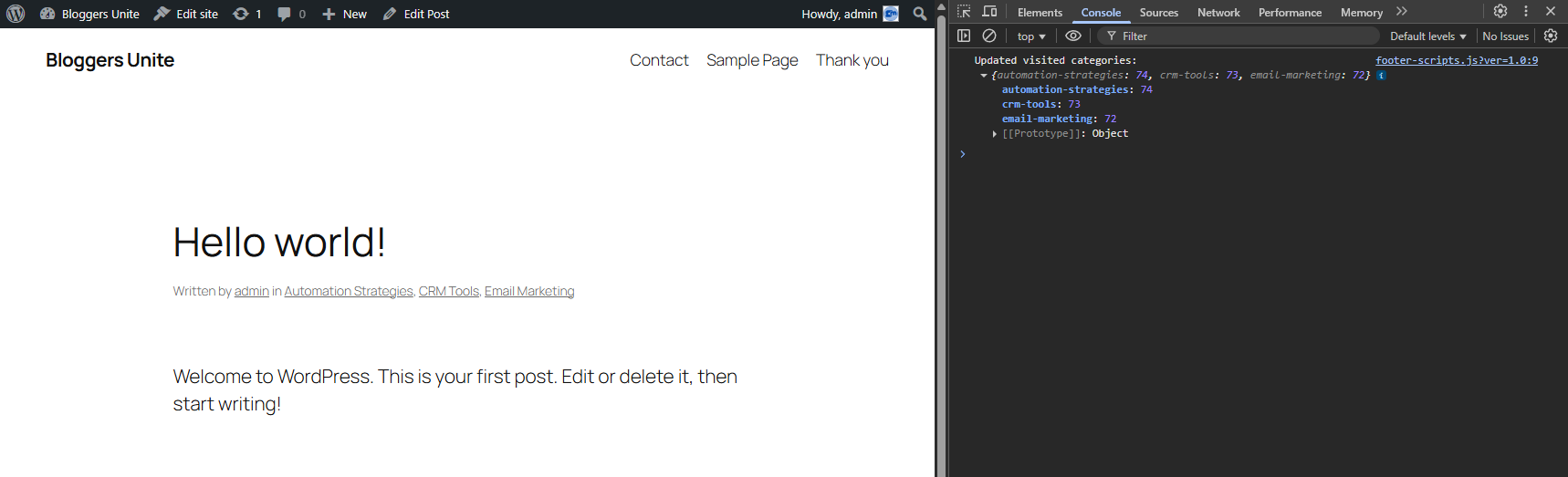 WordPress Front-end (Track categories) Alt text