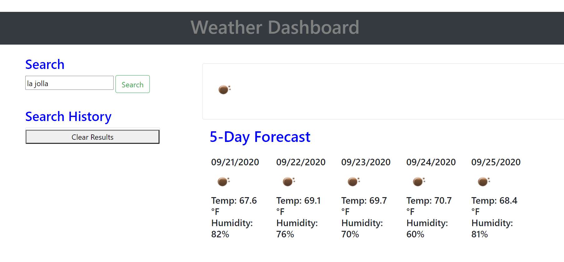 Weather Dashboard Screenshot