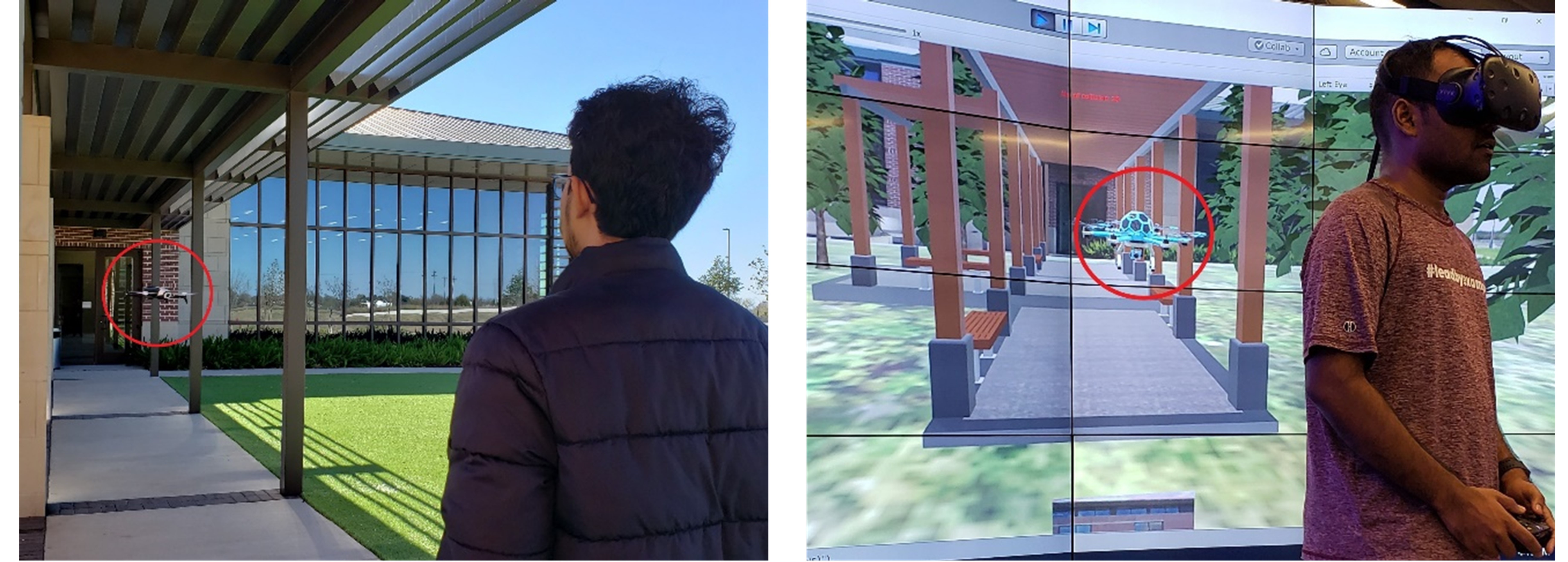 Outdoor (Left) and Virtual Reality (right) experiment