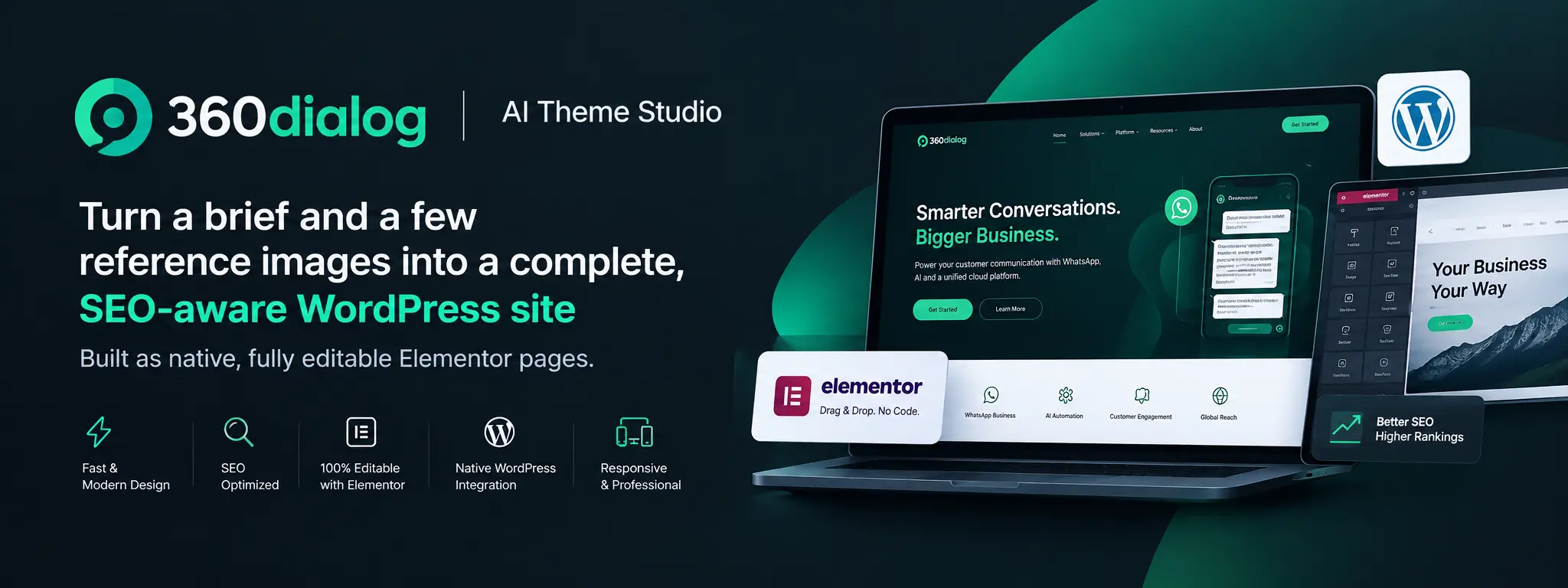 360Dialog AI Theme Studio — Build editable Elementor websites with AI