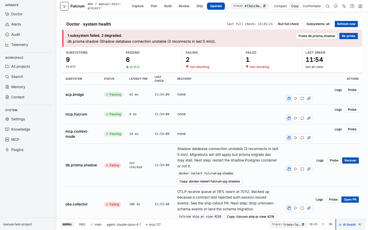 Operate stage in the web app