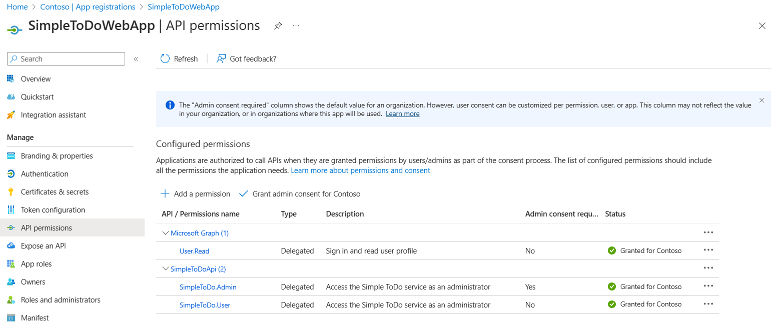 "Screenshot of API permissions of a web application"