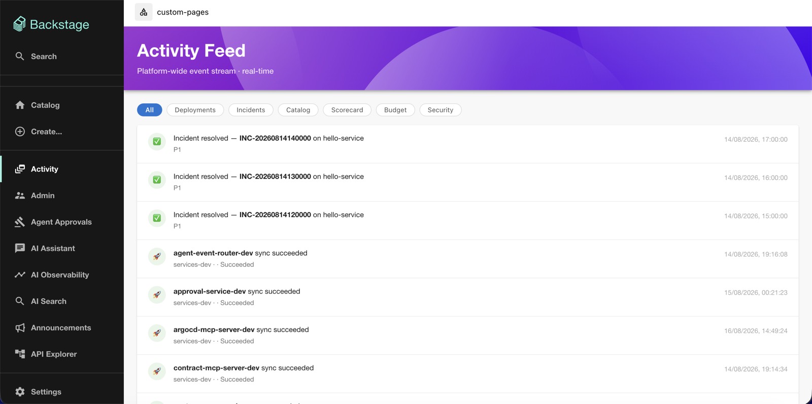 Activity feed